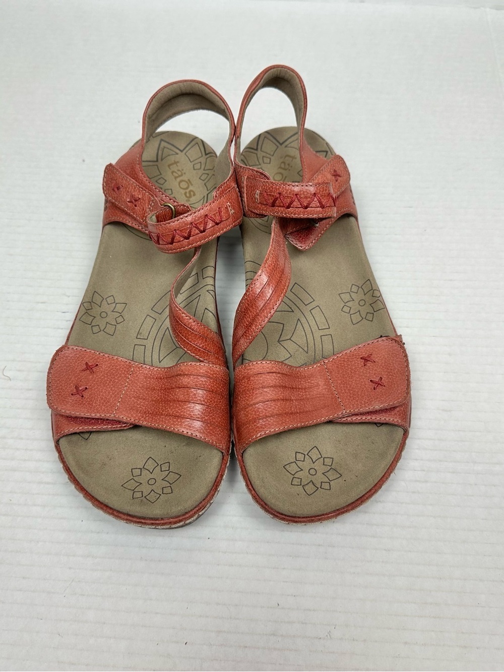 Taos Zenith Sandal Red Leather Comfort Adjustable Z-Strap Arch Support Size 10